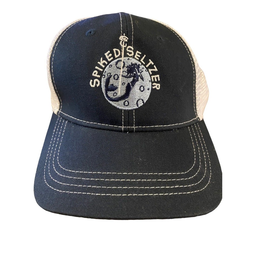 Spiked Seltzer Mermaid Baseball Cap Trucker Style Hat Navy and White